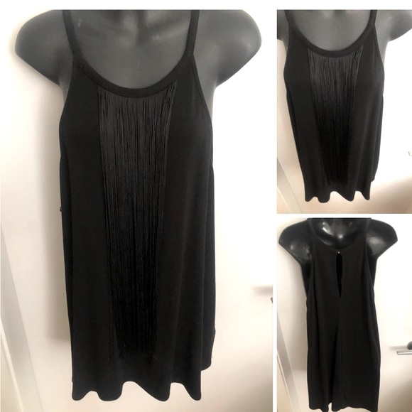 2/$80 ROCK & SHINE XL, XL/14 FIT, NWOT, Sexy Black fringe tank - Picture 1 of 2
